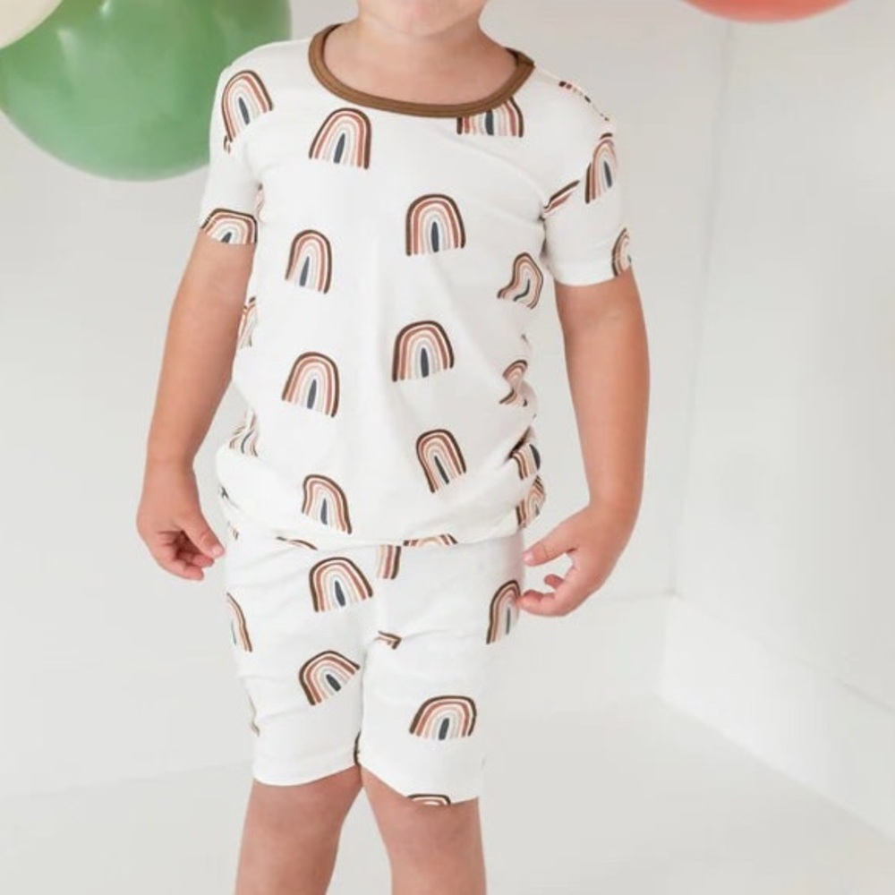 Kyte Baby Pajama Short Set - Coffee Rainbow